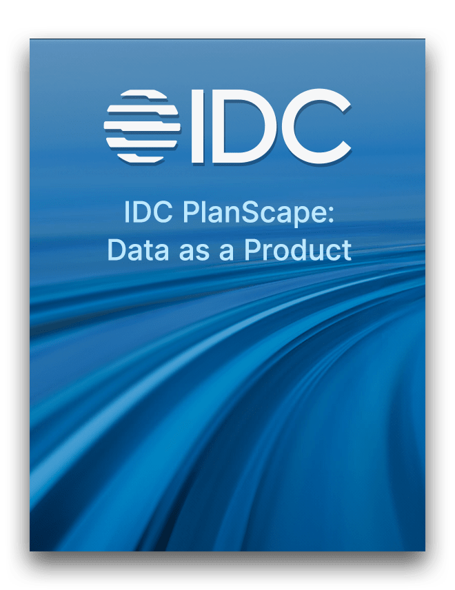 Capa azul de um documento intitulado "IDC PlanScape: Dados como Produto" com o logo da IDC no topo.